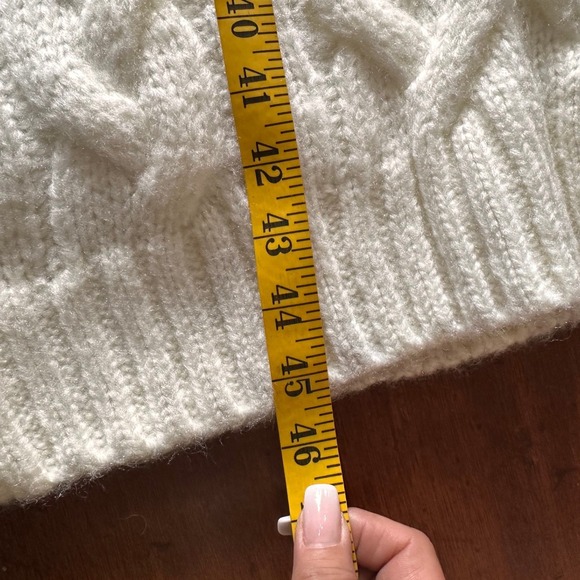 Farm Rio NWT SZMED Chunky Cable Knit PomPom Sweater Dress Cream Convertible Neck - Picture 16 of 16